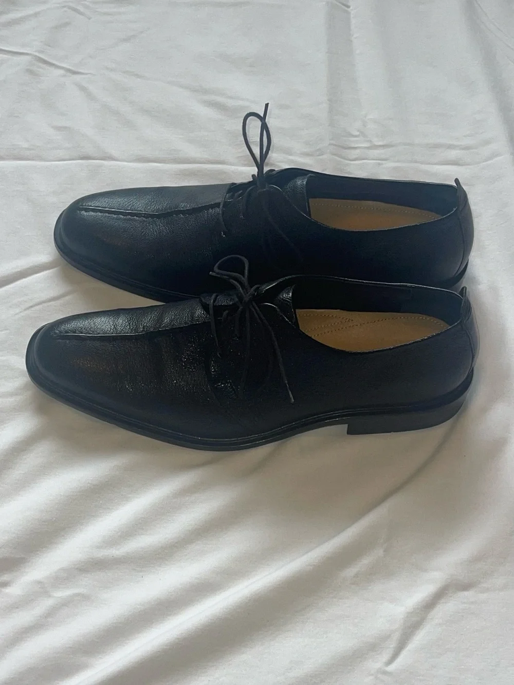 Cole Haan Black Leather Derby Lace-Up Shoes